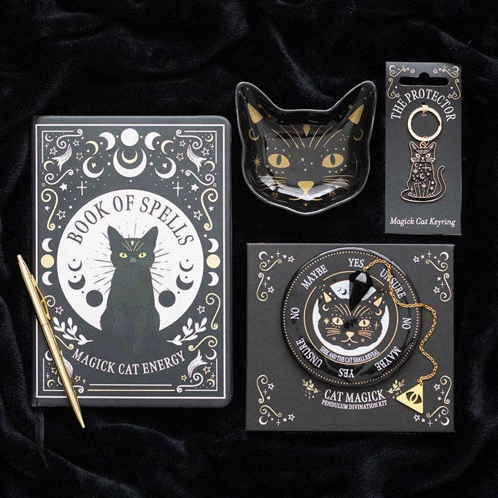 Black Cat Magick Pendulum Divination Kit Crystal - Gothic & Alternative Gift - Haunted