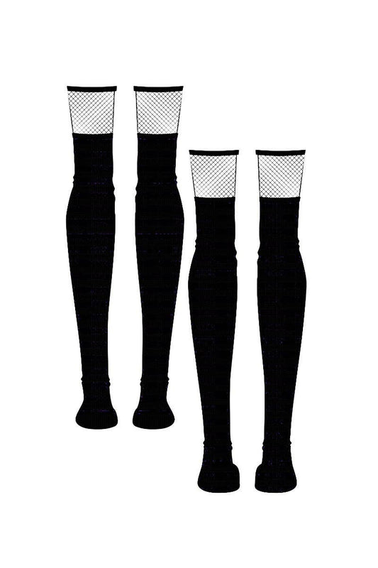 Black Fishnet Garter Thigh High Socks Accessories - Gothic & Alternative Gift - Haunted