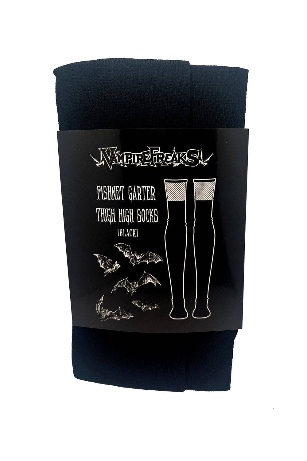 Black Fishnet Garter Thigh High Socks Accessories - Gothic & Alternative Gift - Haunted