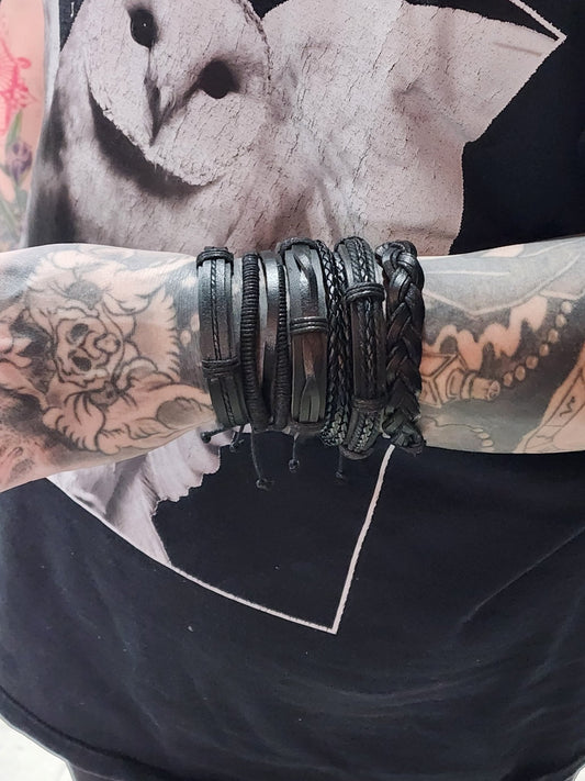 Black Leather Bracelet Jewelry - Gothic & Alternative Gift - Haunted