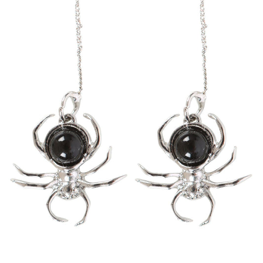 Black Obsidian Spider Jewelry Bracelet, Earrings, Necklace Jewelry - Gothic & Alternative Gift - Haunted
