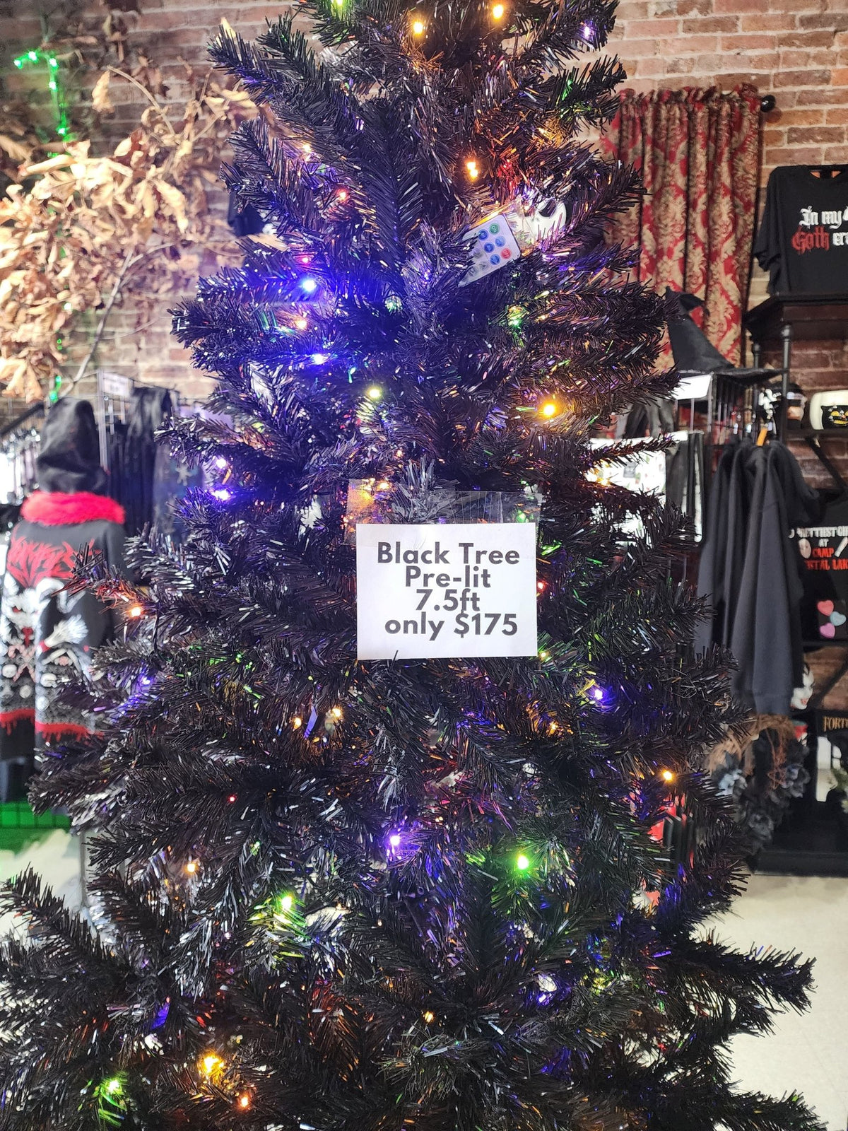 Black Tree Christmas Gothmas Creepmas Holiday Pre-lit Seasonal Home Decor - Gothic & Alternative Gift - Haunted