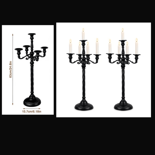 Black Victorian Tall Goth 5 Light Candelabra Home Decor - Gothic & Alternative Gift - Haunted