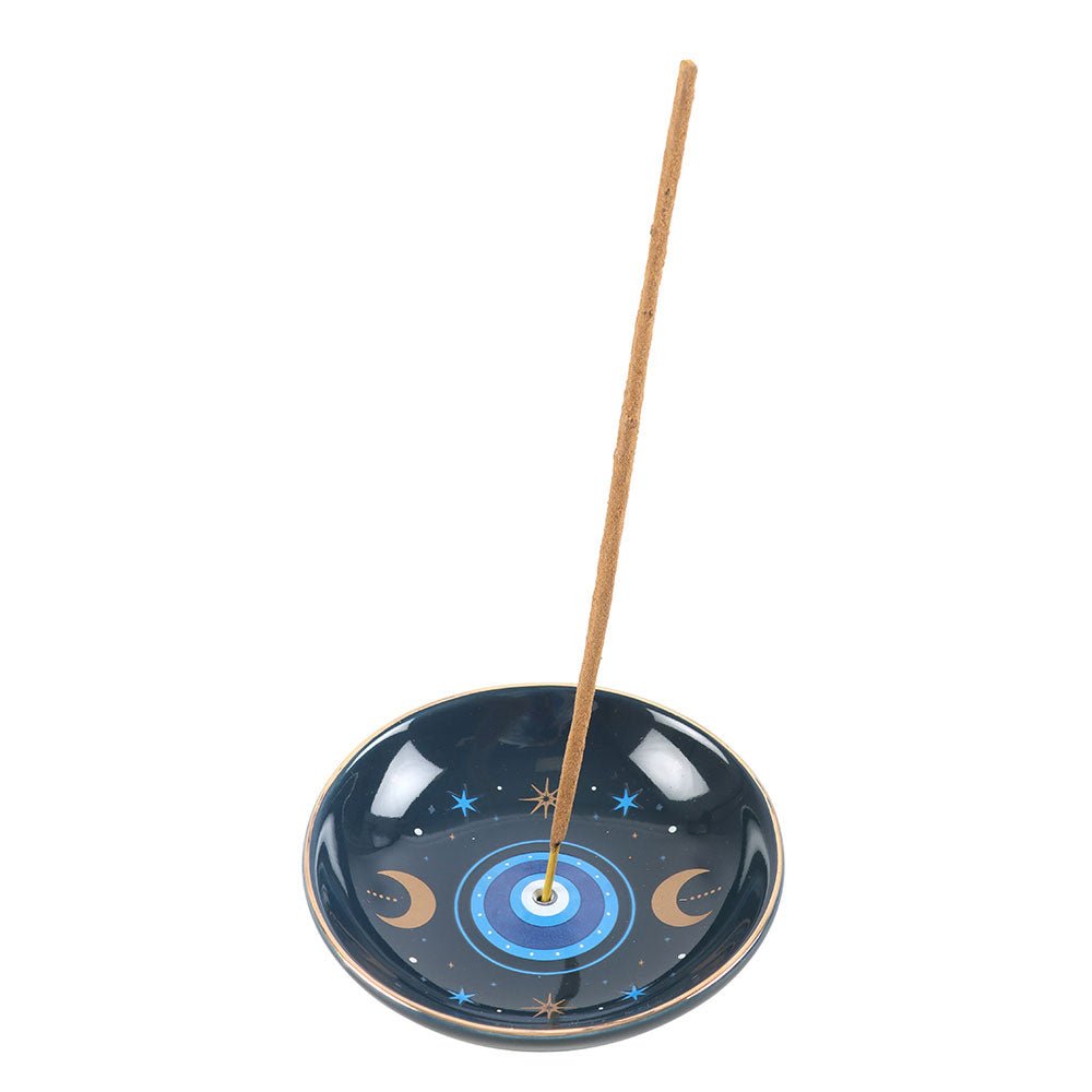 Blue All Seeing Eye Incense Stick Holder Burner Plate Dish Incense - Gothic & Alternative Gift - Haunted