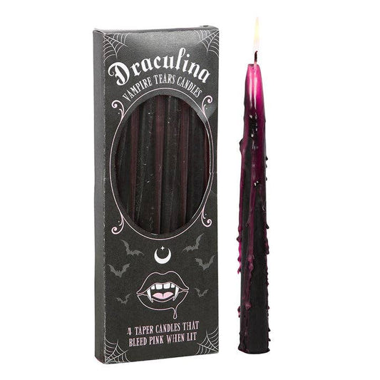 Gothic Pink Vampire Tears Bleeding Halloween Taper Set of 4