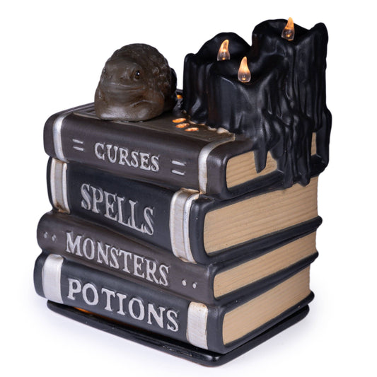 Book of Spells, Book Stack with Melting Candle Halloween Fragrance & Wax Electric Warmer