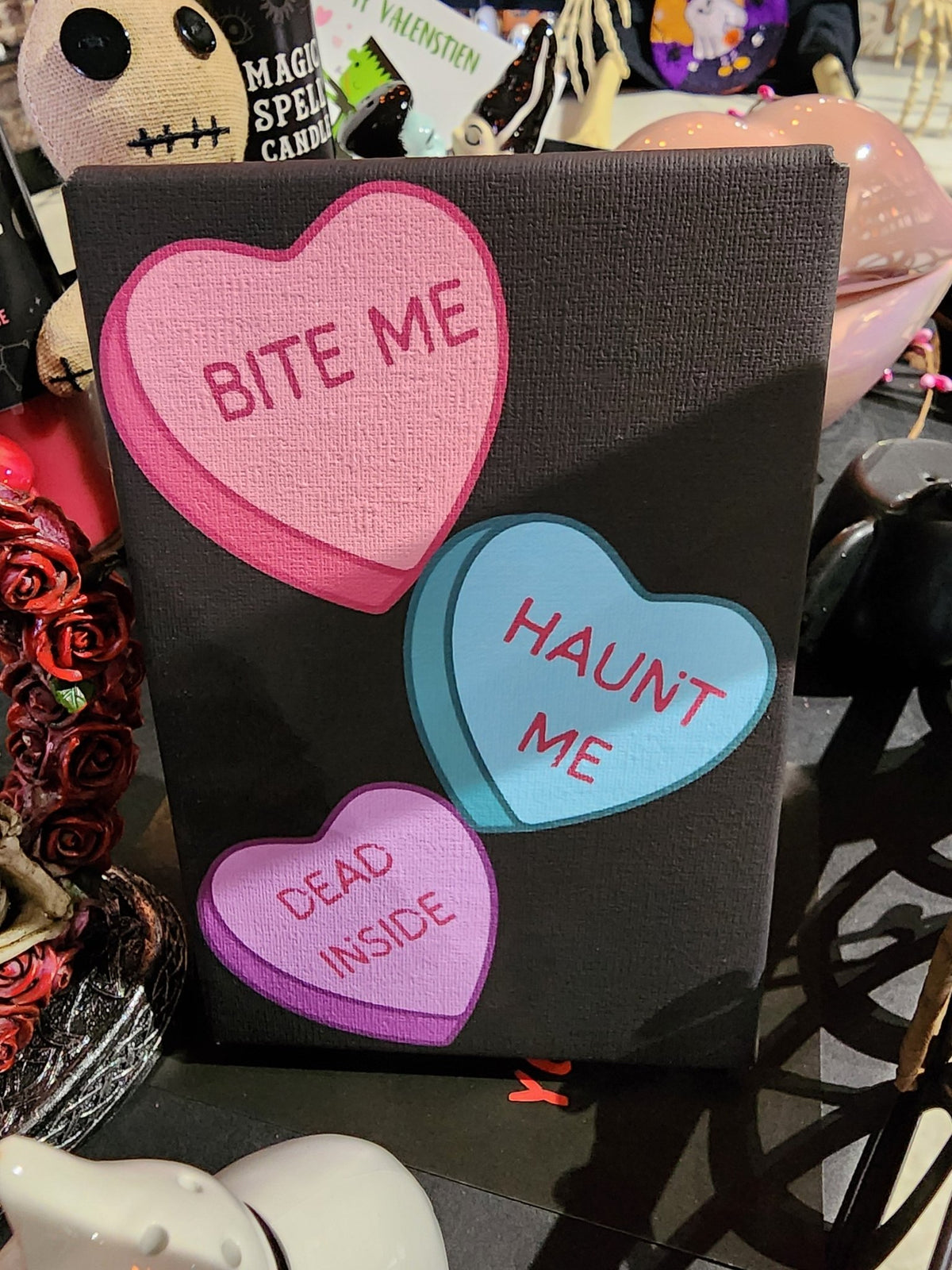 Candy Hearts Valentines Day Canvas Print Canvas - Gothic & Alternative Gift - Haunted