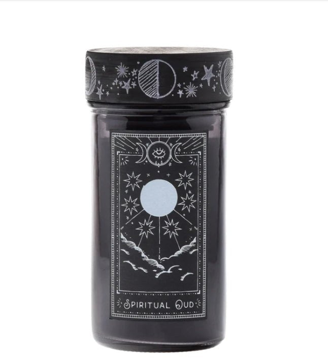 Celestial Goth Spiritual Oud Glass Candle Witch Triple Moon Candles - Gothic & Alternative Gift - Haunted