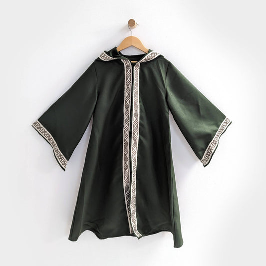 Celtic Robe | Medieval Sorcerer Cloak with Hood: Forest Green Clothing - Gothic & Alternative Gift - Haunted