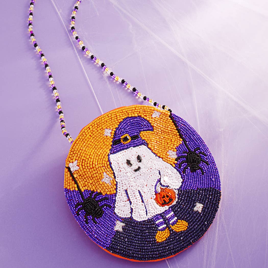 CLEARANCE Halloween Beaded Ghost Crossbody Bags Purses and Bags - Gothic & Alternative Gift - Haunted