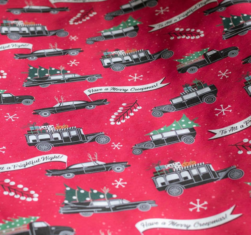 Creepmas Hearse Gift Wrap (8ft Roll) Holiday Craft and Decor - Gothic & Alternative Gift - Haunted
