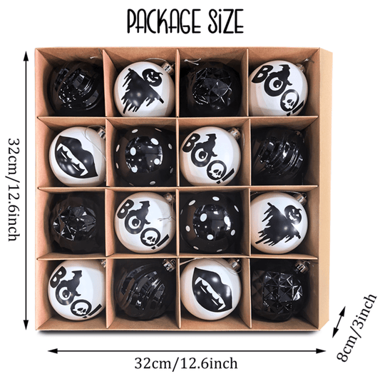 Creepy BOO Black and White Ornament set Gothmas, Christmas, Creepmas, Holiday Ornaments - Gothic & Alternative Gift - Haunted
