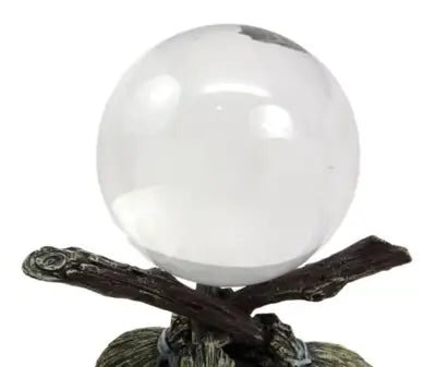 Crystal Ball on Witchcraft Cauldron Broom Stand Crystal - Gothic & Alternative Gift - Haunted