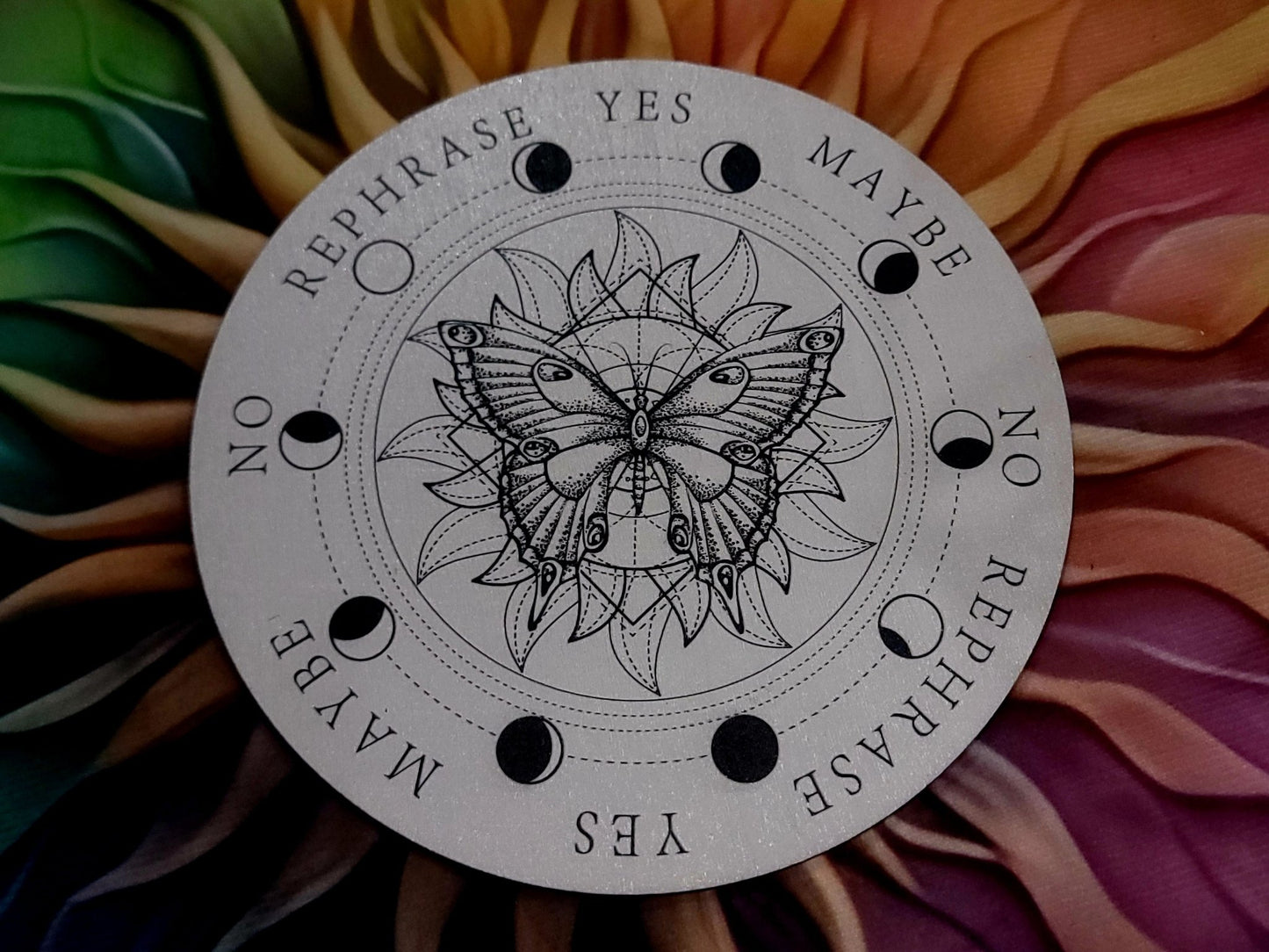 Double sided Circular Pendulum Board with gothic inspired designs Spiritual - Gothic & Alternative Gift - Haunted