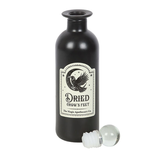 Dried Crow's Feet Decorative Glass Potion Bottle Home Decor - Gothic & Alternative Gift - Haunted