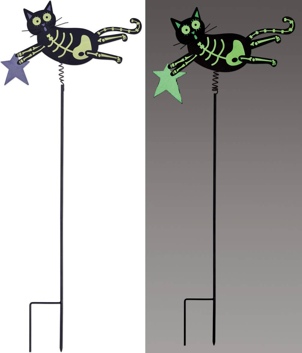 Skeleton Cat Stake Garden Ornament