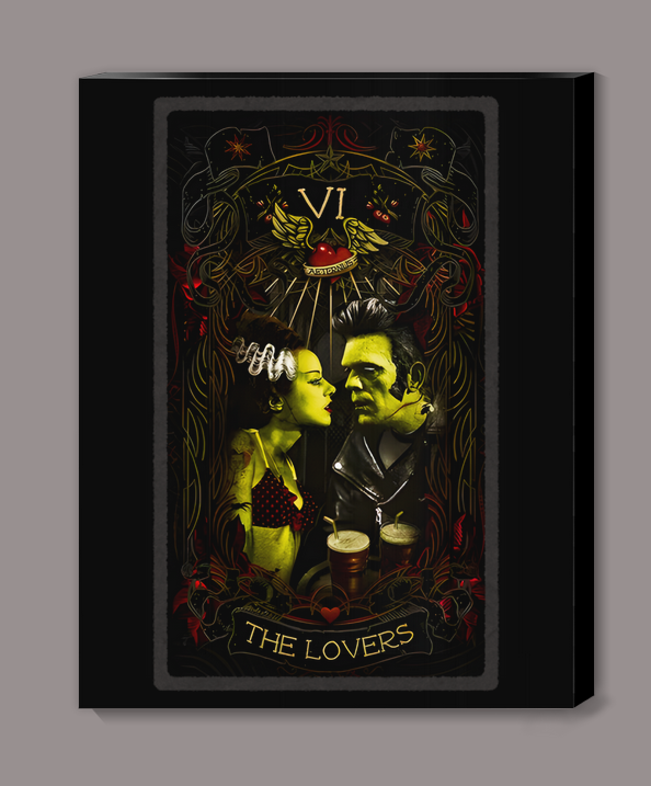 Frankenstein and His Bride The Lovers Tarot Card Canvas Print