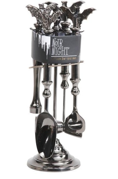 Glitz Bat Bar Tool Set with Stand Halloween Barware Barware - Gothic & Alternative Gift - Haunted