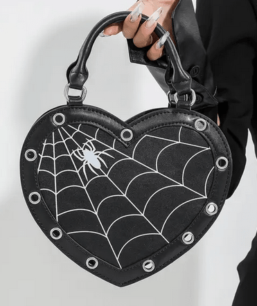 Gothic Spiderweb Heart Crossbody Bag Purse Purses and Bags - Gothic & Alternative Gift - Haunted