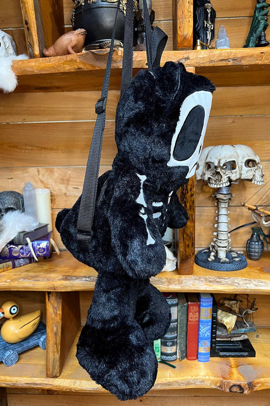 Grumpy Bones Bear Plush Backpack Stuffed Animals - Gothic & Alternative Gift - Haunted