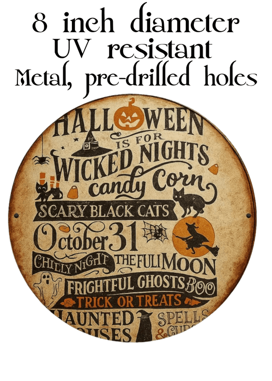 Happy Halloween vintage Metal Wall Art Plaque wall hanging - Gothic & Alternative Gift - Haunted