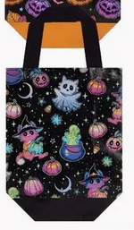 Holographic Halloween Shopping Bag Bats, Ghosts, Cats, Pumpkins Jack-O-Lantern Purses and Bags - Gothic & Alternative Gift - Haunted