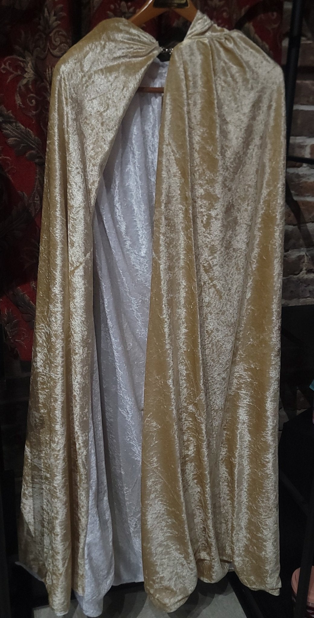 Hooded Cloak Reversable: White/Gold Clothing - Gothic & Alternative Gift - Haunted