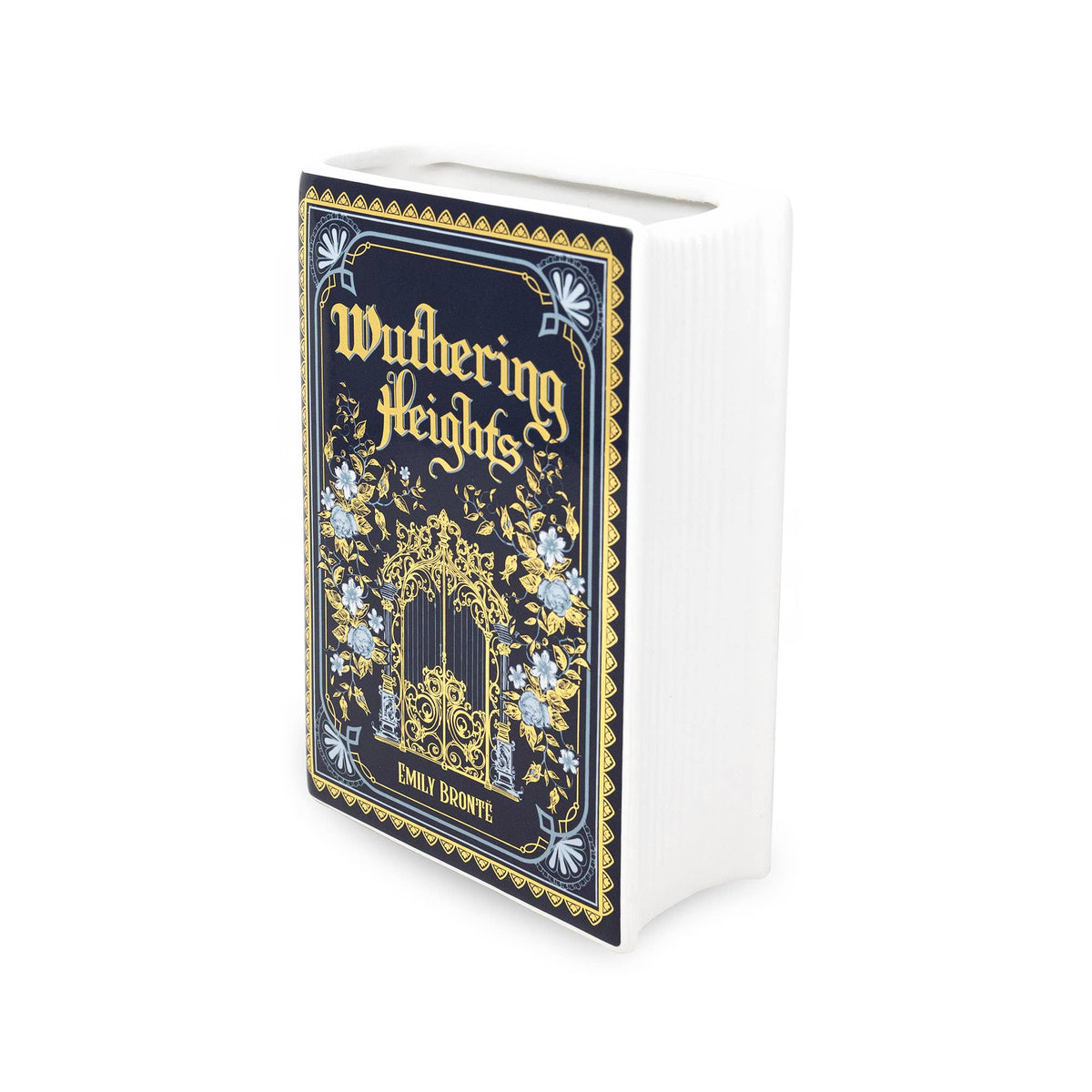 Large Book Shaped Vase, Wuthering Heights with Shiny Gold Accents Garden Decor - Gothic & Alternative Gift - Haunted
