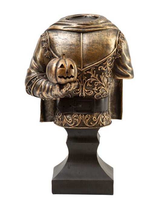 LED Headless Horsemen Knight Bust Holding Pumpkin 18 inch Home Decor - Gothic & Alternative Gift - Haunted