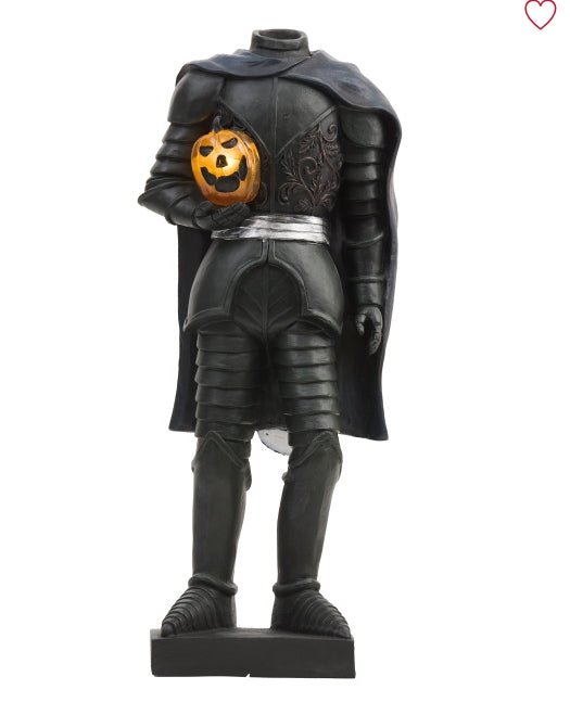 LED Headless Horsemen Knight Holding Pumpkin 20 inch Black Home Decor - Gothic & Alternative Gift - Haunted
