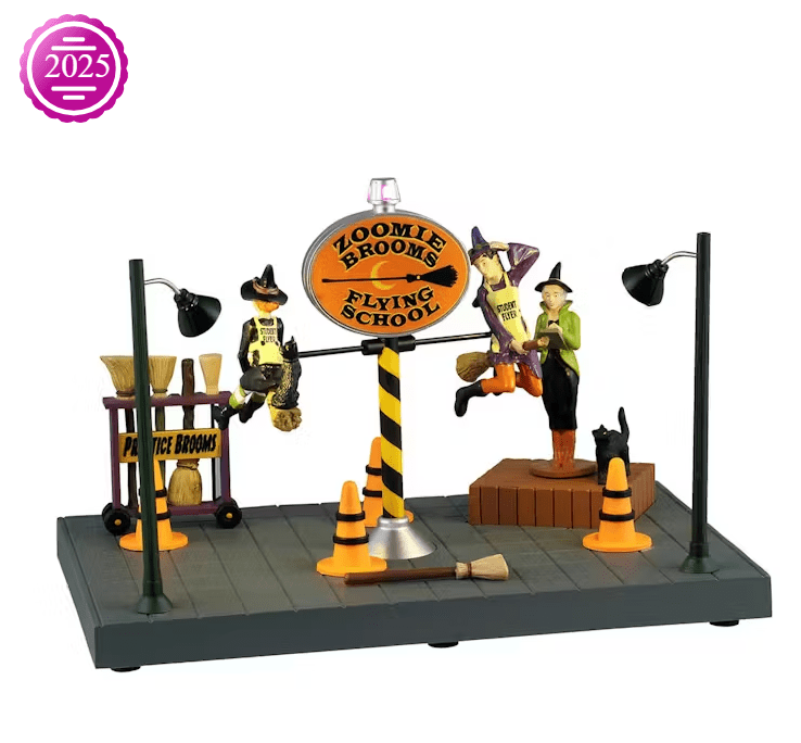 LEMAX Spooky town Zoomie Brooms Flying School - Gothic & Alternative Gift - Haunted