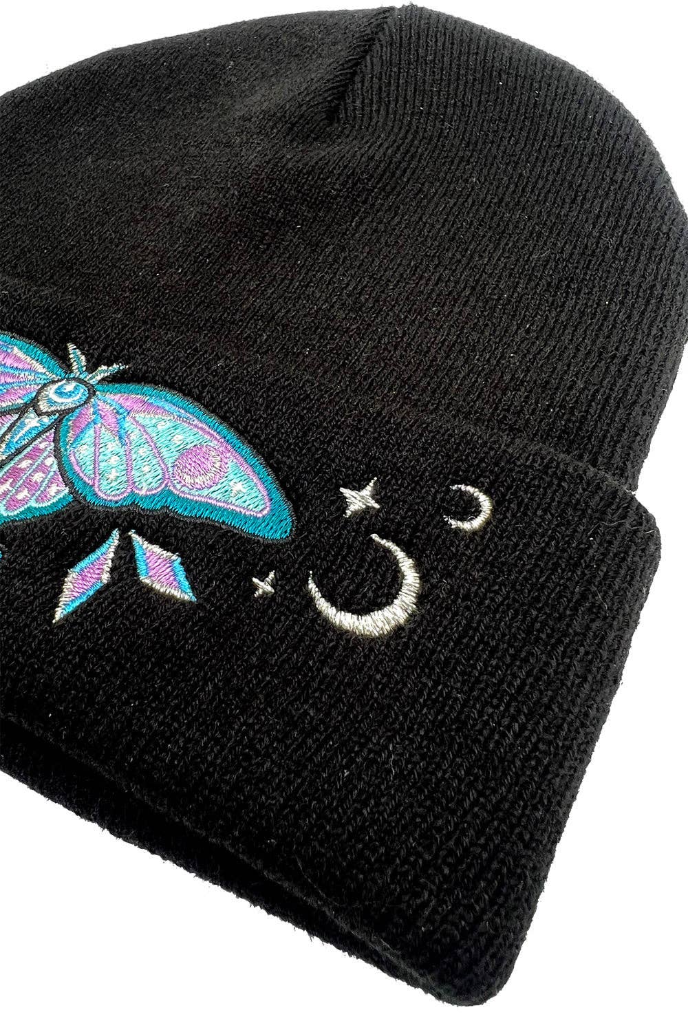 Luna Moth Beanie Embroidered Clothing Accessories - Gothic & Alternative Gift - Haunted