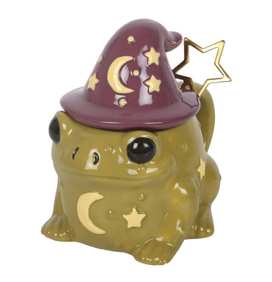 Magic Toad Shaped Lidded Mug With Magic Wand Star Spoon Drinkware - Gothic & Alternative Gift - Haunted