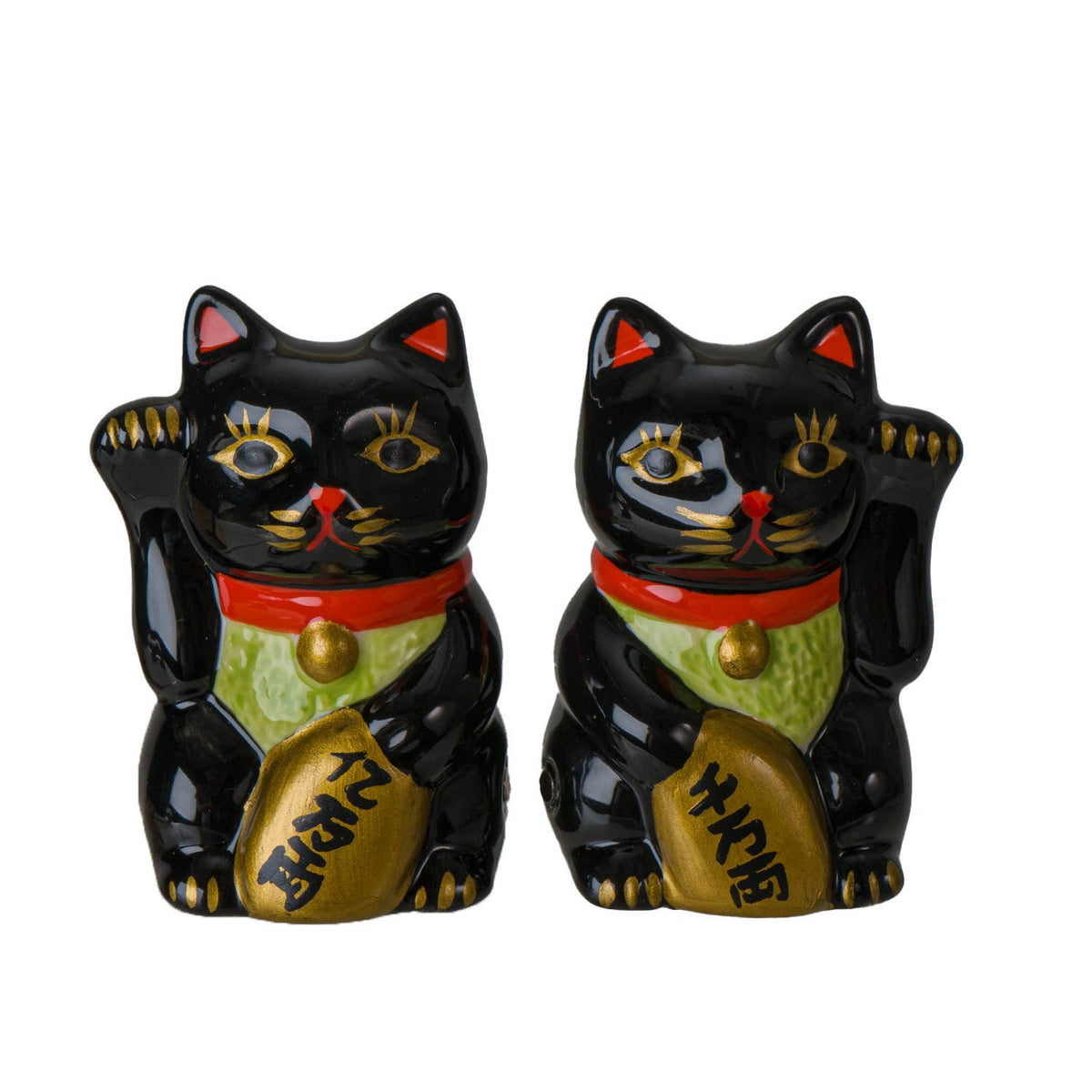 Maneki Neko Lucky Black Cat Salt and Pepper Shaker Set Kitchenware - Gothic & Alternative Gift - Haunted