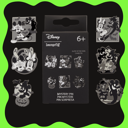 Mickey & Minnie Black & White Halloween Mystery Enamel Pin - Each Accessories - Gothic & Alternative Gift - Haunted