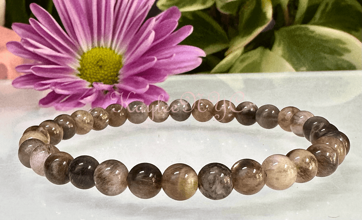 Natural Black Moonstone 6mm Crystal Stretch Bracelet Crystals - Gothic & Alternative Gift - Haunted
