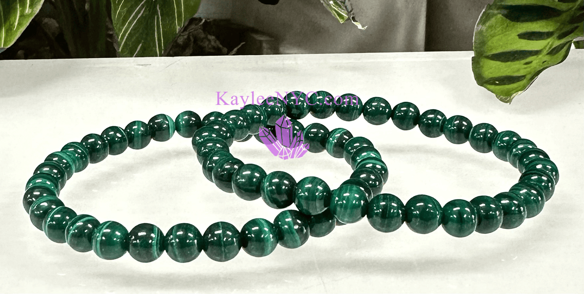 Natural Malachite 6mm Crystal Healing Stretch Bracelet, Gemstone Jewelry Crystals - Gothic & Alternative Gift - Haunted