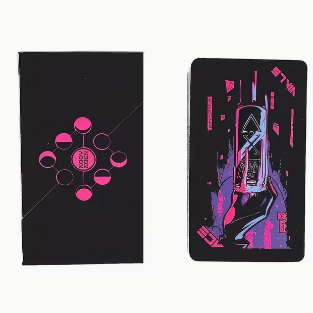 Neon Moon Tarot Card Deck Cyberpunk Witch Supplies - Gothic & Alternative Gift - Haunted