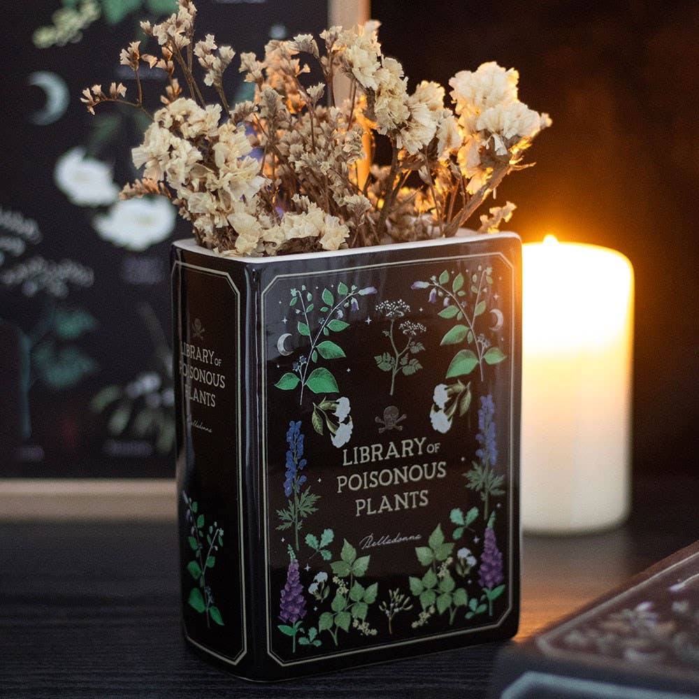 Poisonous Plants Book Shaped Ceramic Vase Plant Pot Garden Decor - Gothic & Alternative Gift - Haunted
