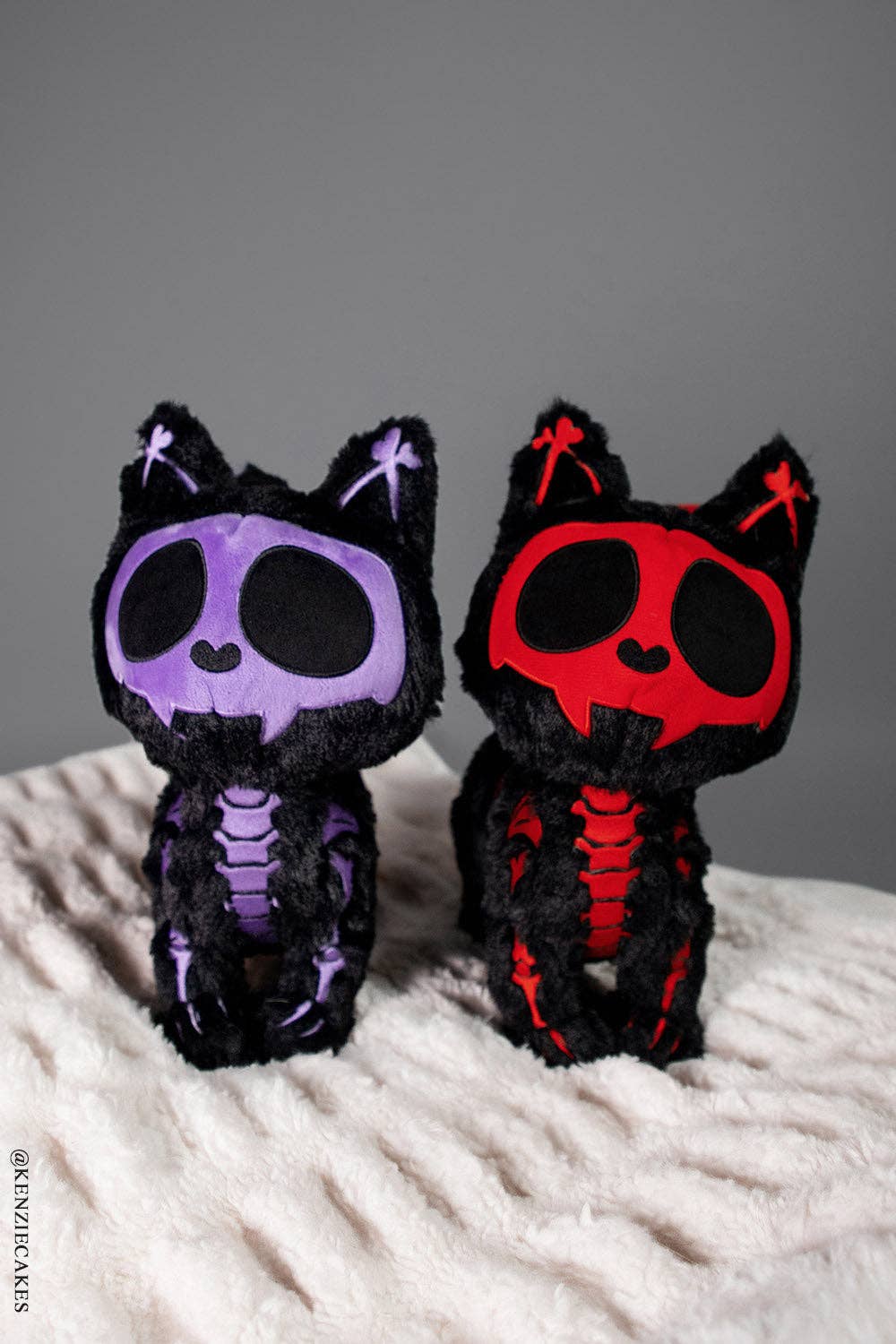 Purple Cat Skeleton Skelekitty Plush Toy LIMITED EDITION Black Cat Stuffed Animals - Gothic & Alternative Gift - Haunted