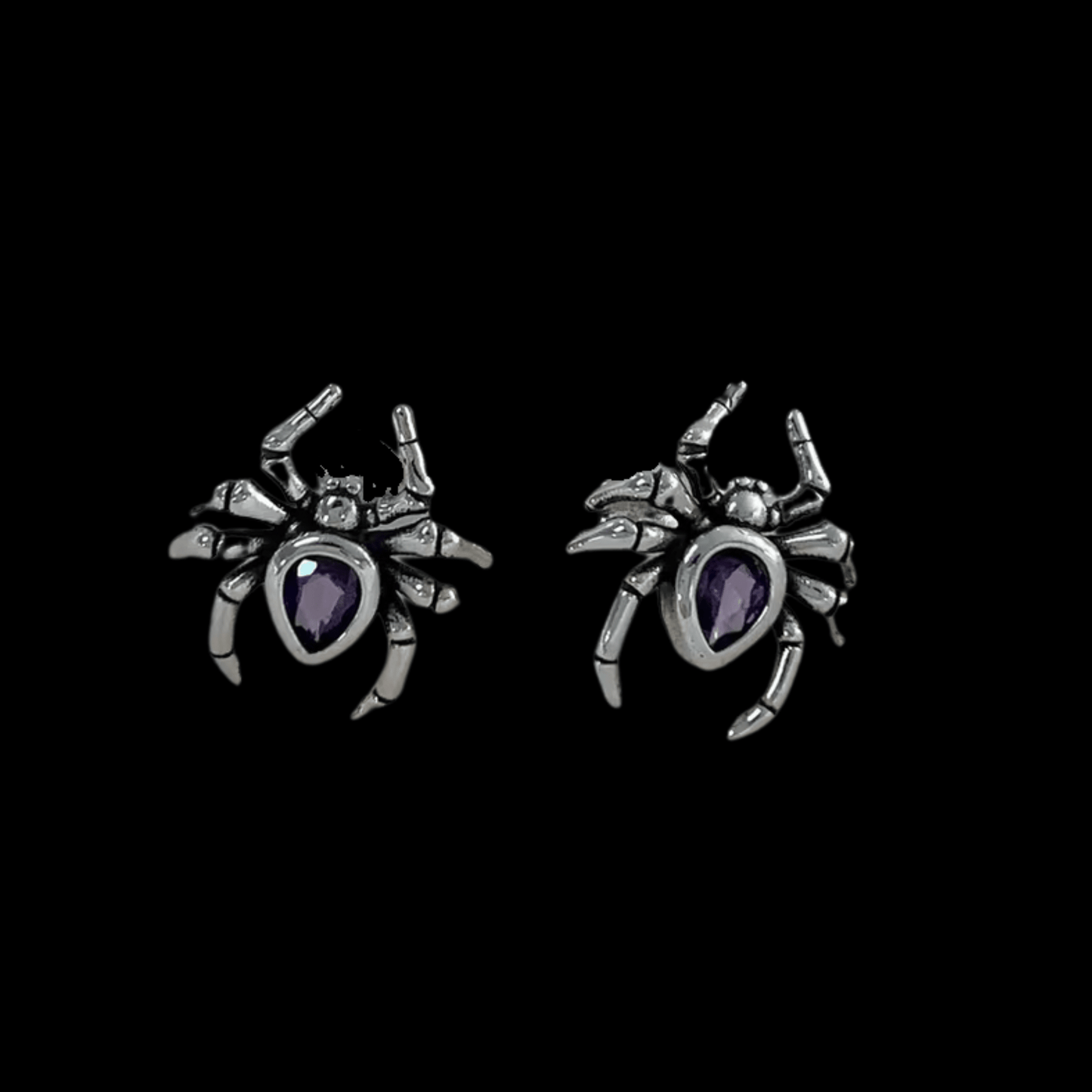 Purple Spider Earrings Sterling Silver Jewelry - Gothic & Alternative Gift - Haunted