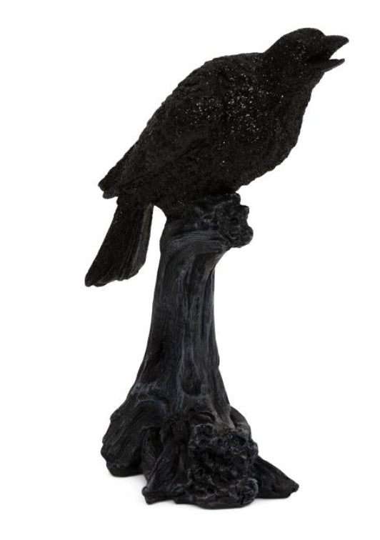 Raven Crow on Branch Statue Figurine Home Decor - Gothic & Alternative Gift - Haunted
