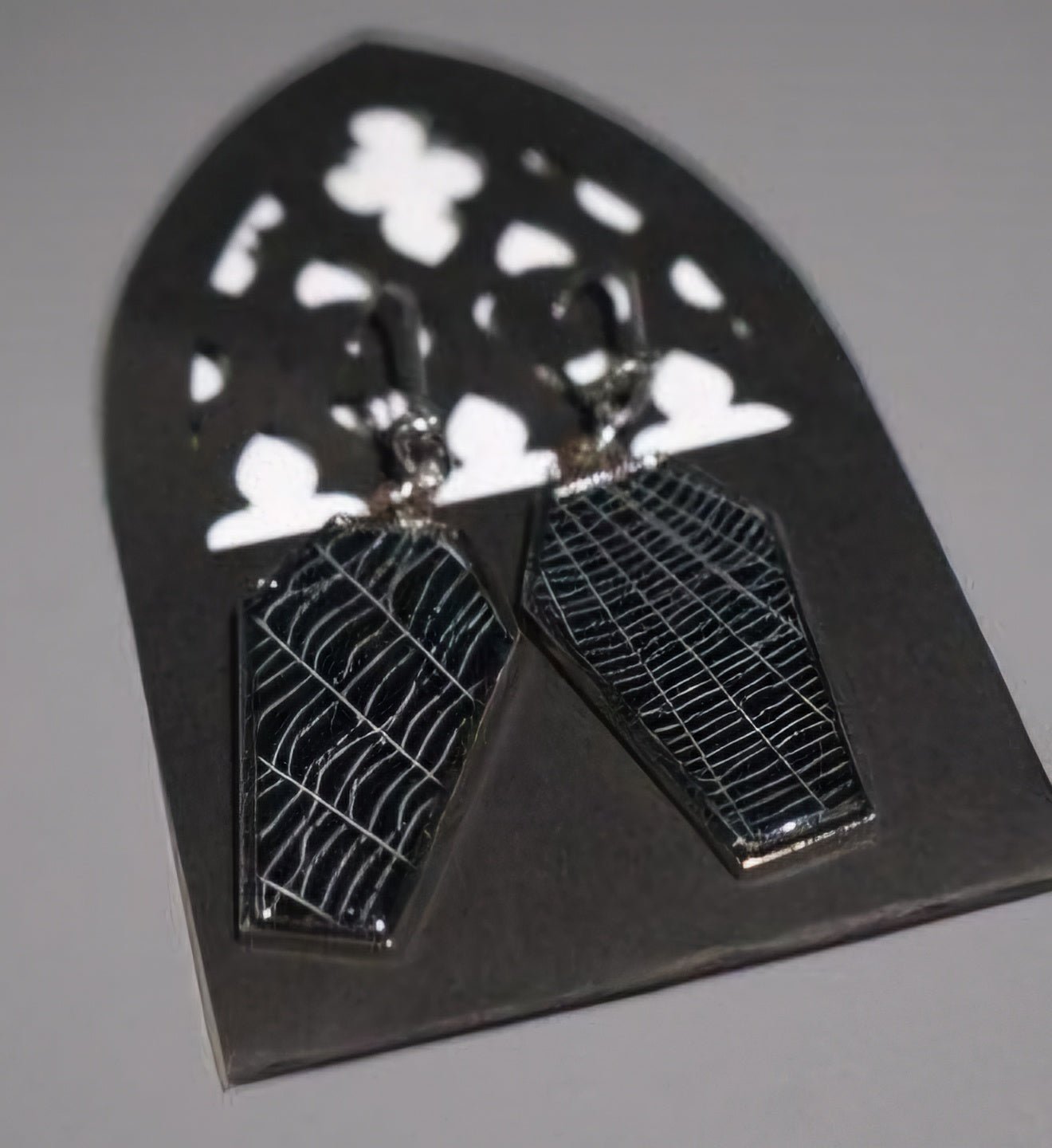 Real Spiderweb Coffin Earrings Jewelry - Gothic & Alternative Gift - Haunted