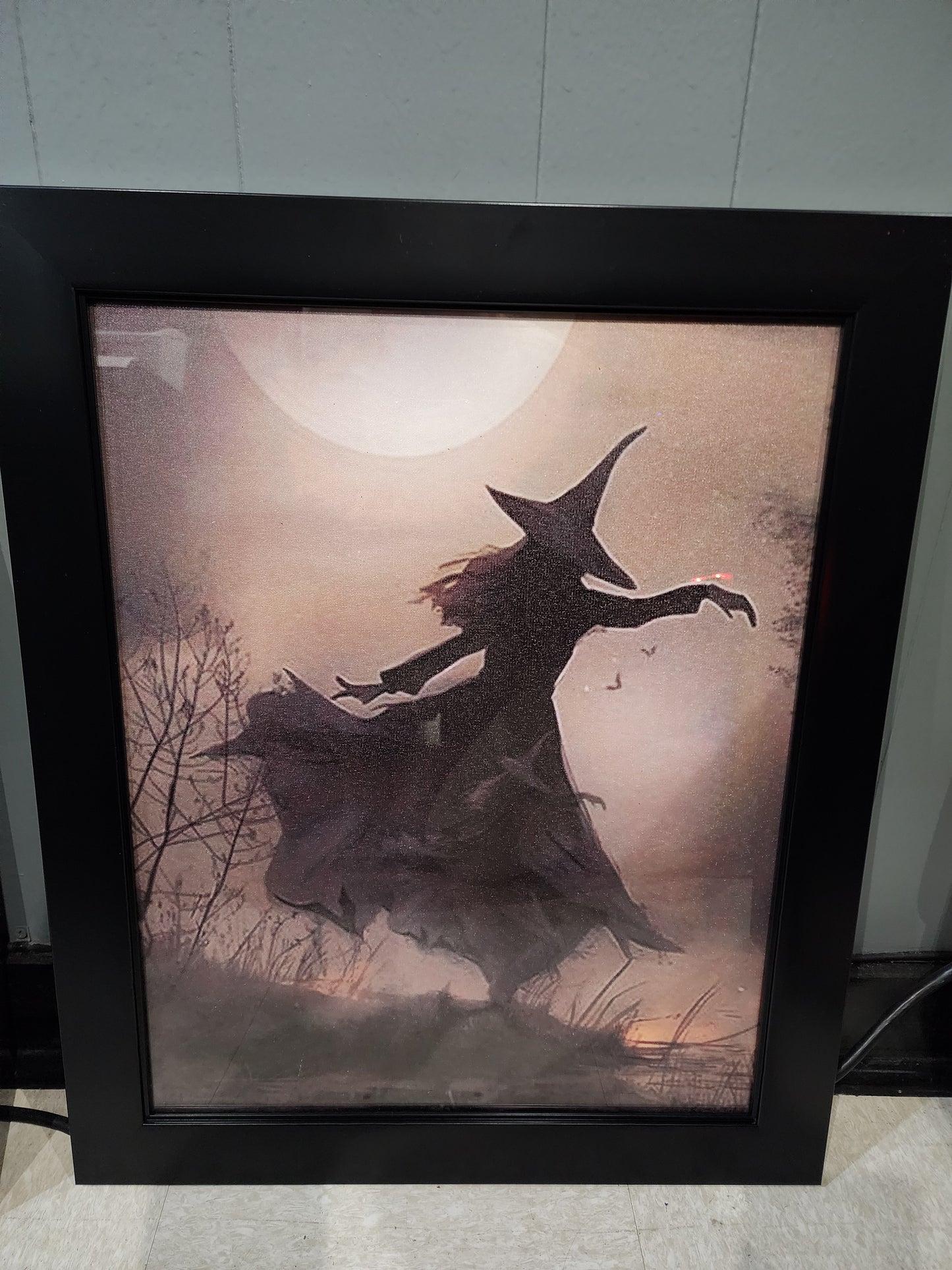 Dancing Shadowy Enchanted Witch Forest Framed Canvas Print
