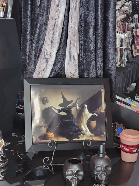 Vintage Witch and Ghost Dancing Framed Print