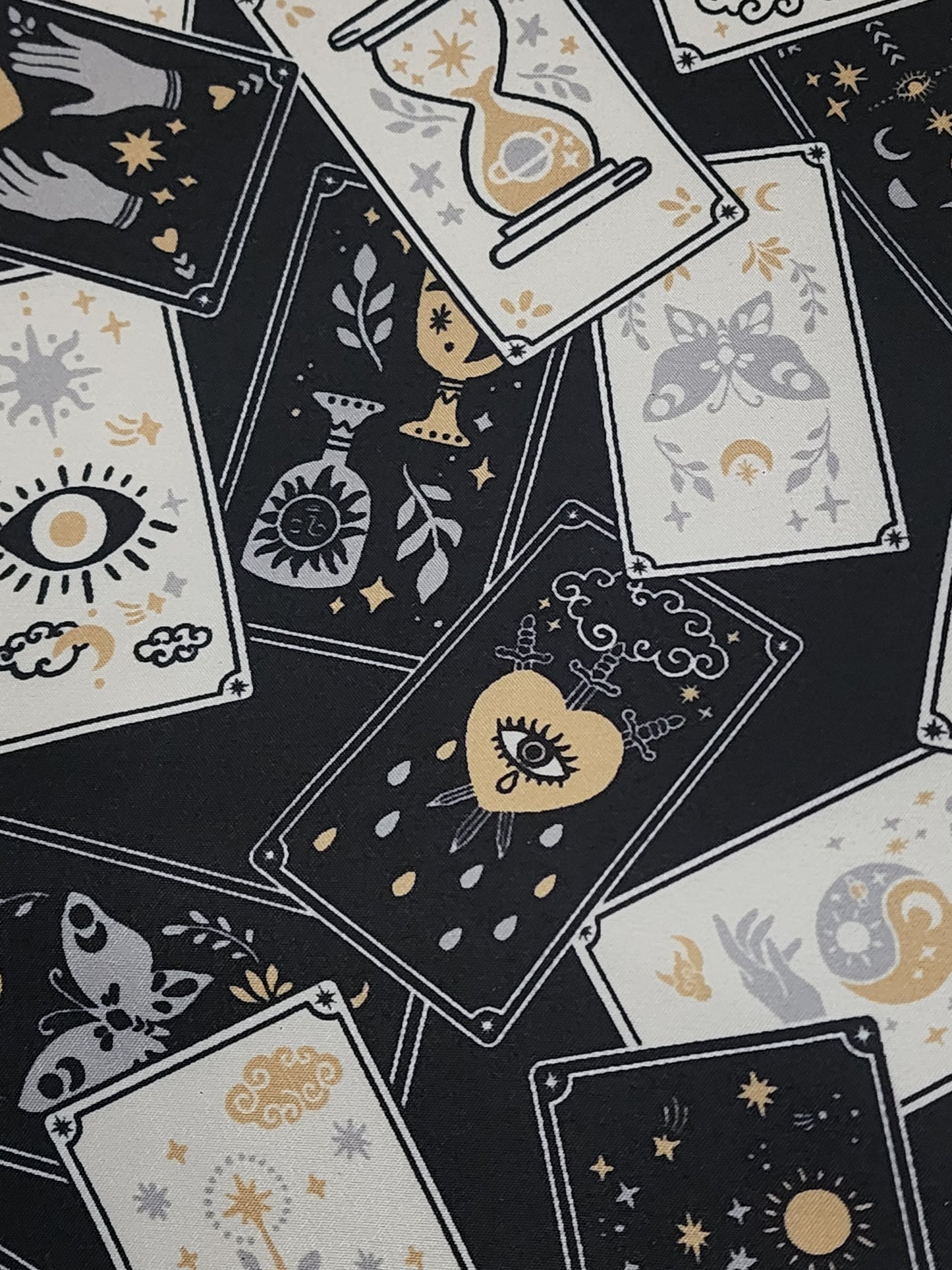 Black Cat Sun and Moon Tarot Cards Reversable Table Runner