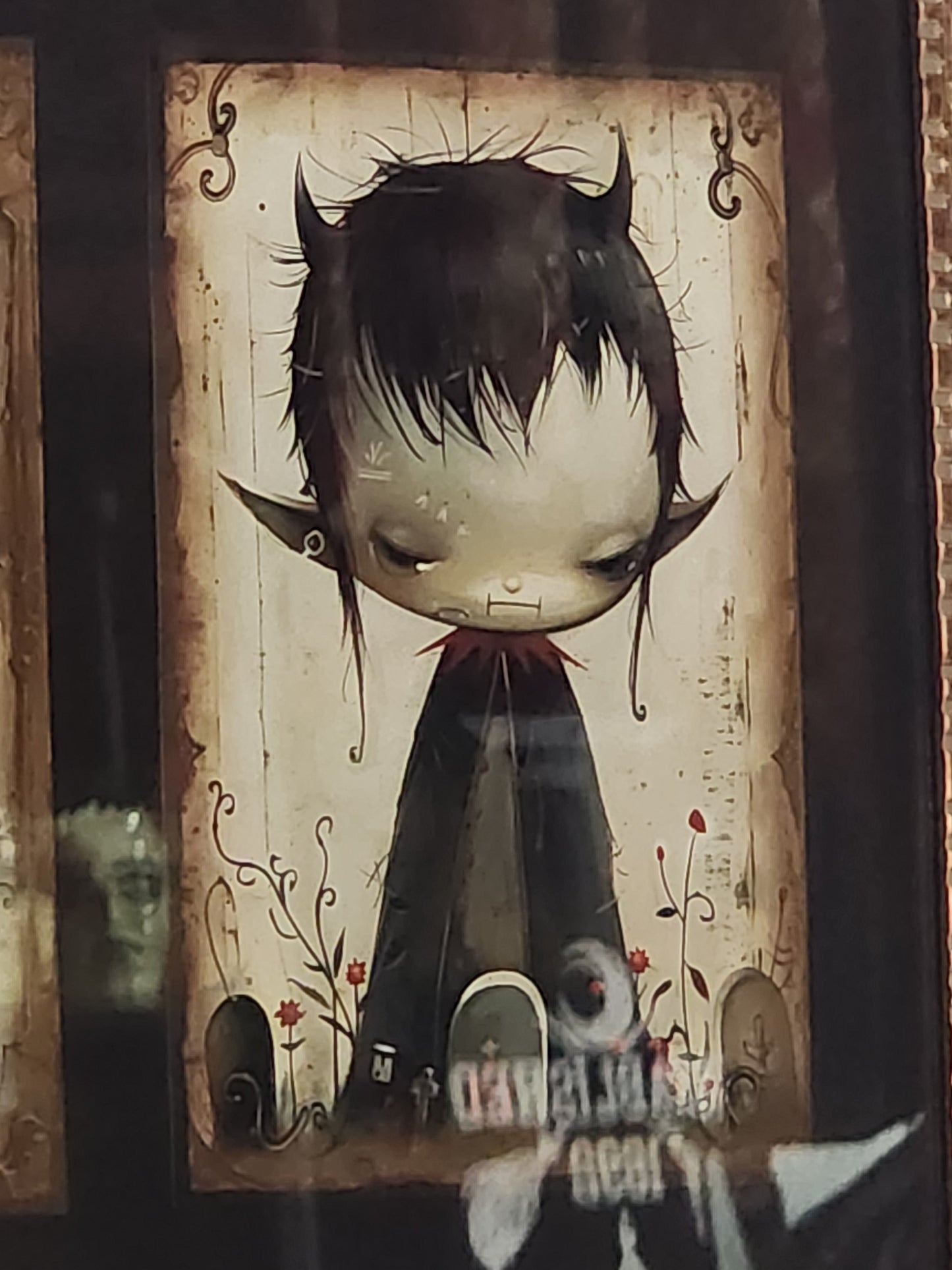 Whimsigoth Vampire Children Creepy Cute Gothic, Halloween, Vintage Framed Print