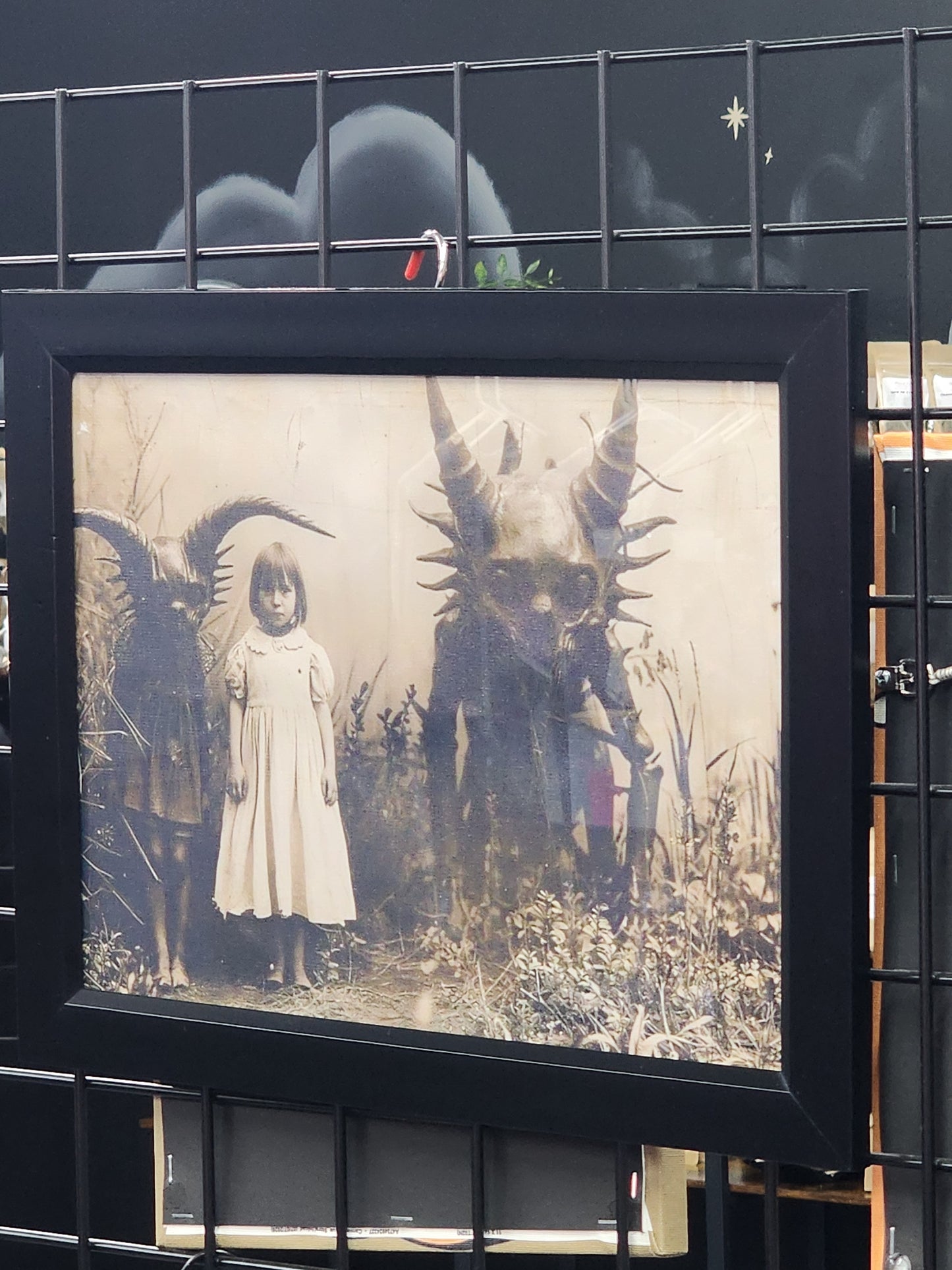 Monsters and girl playing Framed Print Halloween Gothic Victorian Vintage