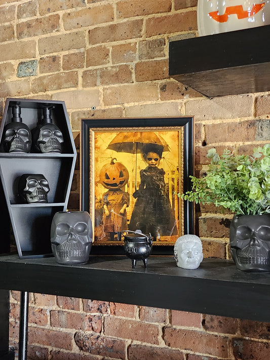 Creepy Vintage Children Halloween Framed Print