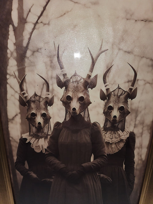 Cult Creepy Forest Coven Witch Framed Canvas Print